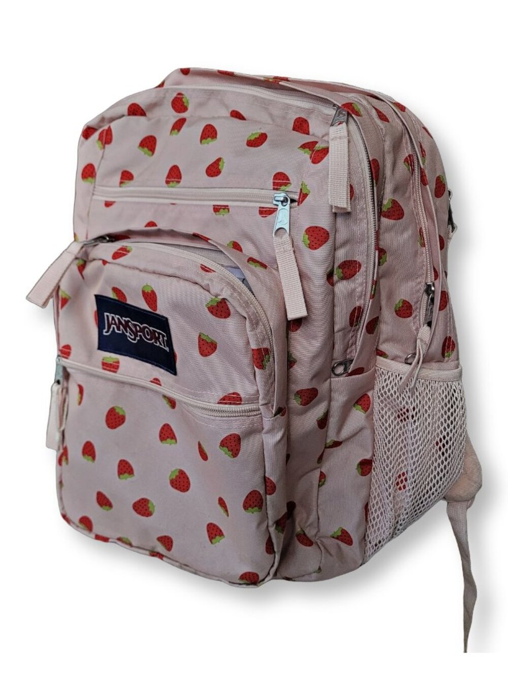 JanSport Y2K Strawberry Pink Big Student Laptop Backpack